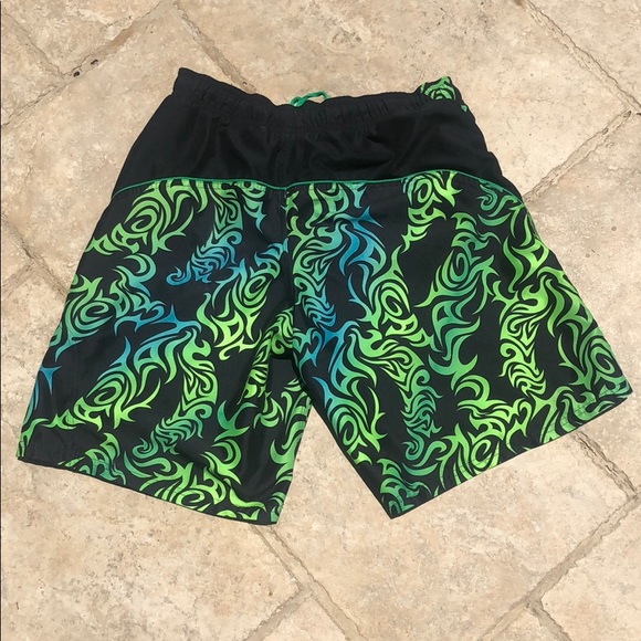 Nike Green Flames Swim Trunks with Liner - Picture 5 of 9